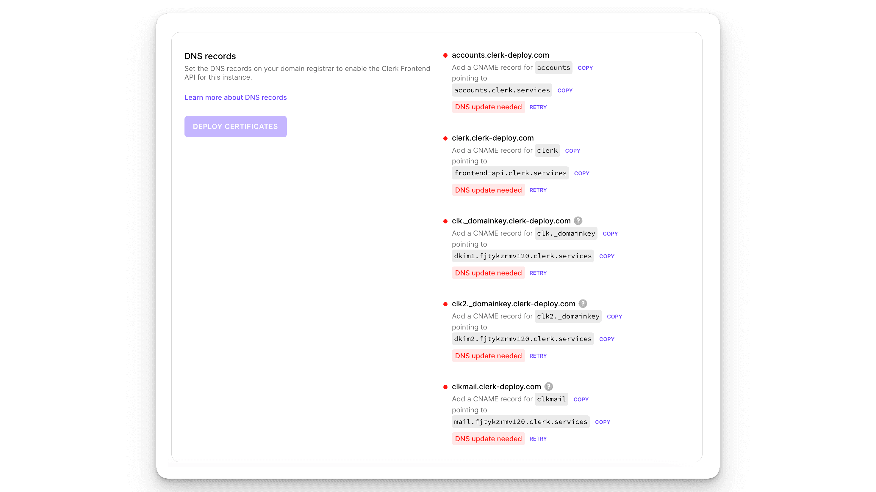 Production DNS Records